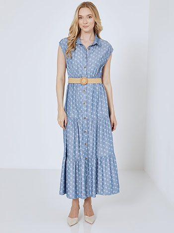 Celestino Φόρεμα σεμιζιέ με denim όψη SN7633.8272+1