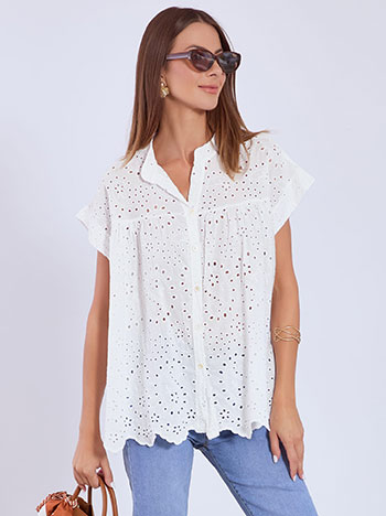 Πουκάμισο βαμβακερό διάτρητο SN7639.3356+1