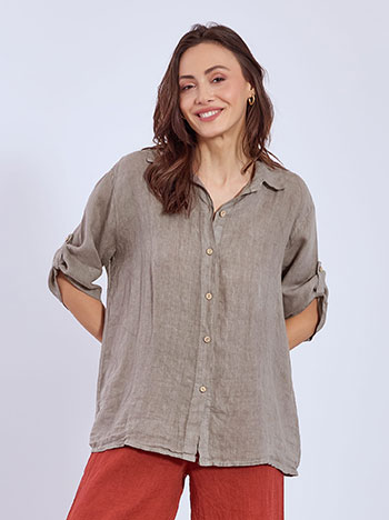 Πουκάμισο λινό ασύμμετρο SN7639.3501+2