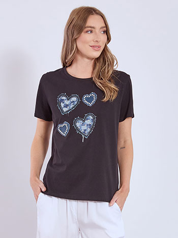 Celestino T-shirt με denim strass λεπτομέρειες SN7642.4763+2