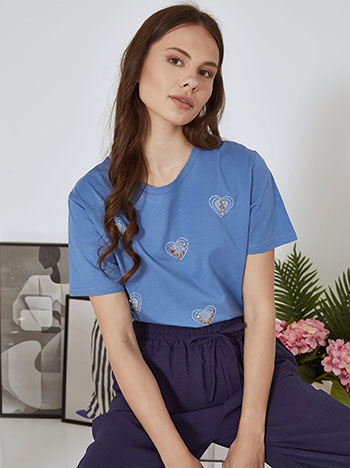 Celestino T-shirt με strass καρδιές SN7909.4862+4