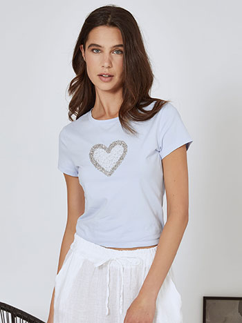 Tshirt με strass καρδιά και παγιέτες SN795840084