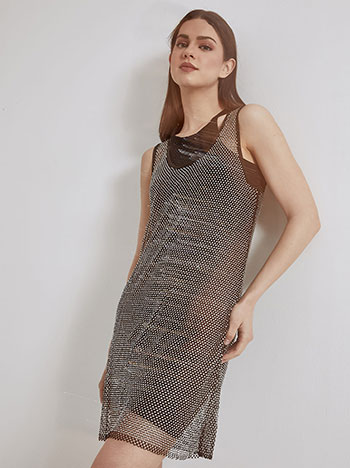 Celestino Φόρεμα μίνι δίχτυ με strass SN9423.8816+1