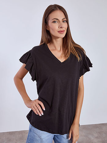 Μπλούζα βαμβακερή με βολάν SN9489.4686+4