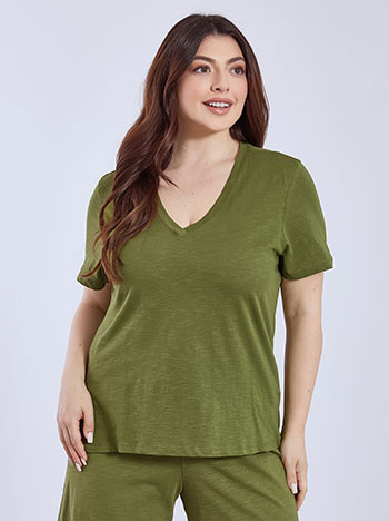 T-shirt βαμβακερό με V λαιμόκοψη SN9489.4795+2 φωτογραφία