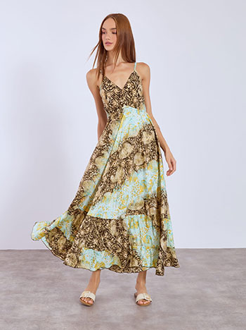 Φόρεμα εμπριμέ με V λαιμόκοψη SN9845.8003+2