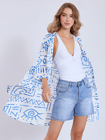 Καφτάνι πουκαμίσα ασύμμετρο με τσέπες SN9845.8515+2