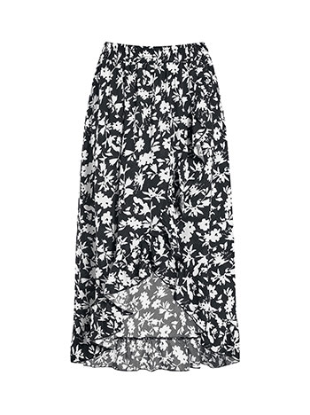 Φούστα εμπριμέ ασύμμετρη με βολάν SN9856.2560+2 φωτογραφία