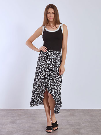 Φούστα εμπριμέ ασύμμετρη με βολάν SN9856.2560+2 φωτογραφία