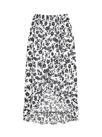 Φούστα εμπριμέ ασύμμετρη με βολάν SN9856.2560+1 φωτογραφία