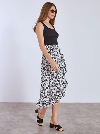 Φούστα εμπριμέ ασύμμετρη με βολάν SN9856.2560+1 φωτογραφία