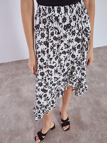 Φούστα εμπριμέ ασύμμετρη με βολάν SN9856.2560+1 φωτογραφία