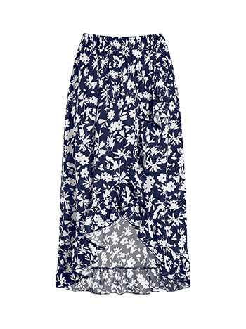 Φούστα εμπριμέ ασύμμετρη με βολάν SN9856.2560+3 φωτογραφία