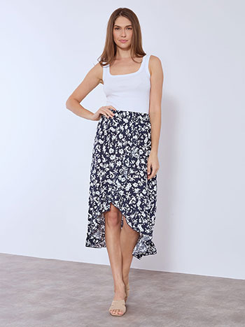 Φούστα εμπριμέ ασύμμετρη με βολάν SN9856.2560+3 φωτογραφία