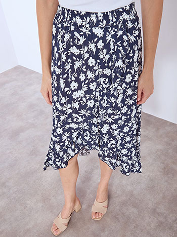 Φούστα εμπριμέ ασύμμετρη με βολάν SN9856.2560+3 φωτογραφία