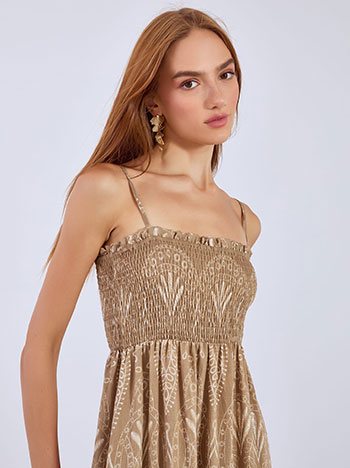 Φόρεμα μάξι εμπριμέ με σφηκοφωλιά SN9856.8582+2 φωτογραφία