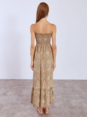 Φόρεμα μάξι εμπριμέ με σφηκοφωλιά SN9856.8582+2 φωτογραφία