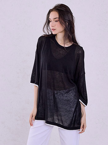 Μπλούζα oversized με τρία τέταρτα μανίκι SQ1019.4917+3