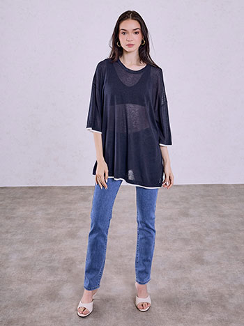  Μπλούζα oversized με τρία τέταρτα μανίκι SQ1019.4917+4 - 4