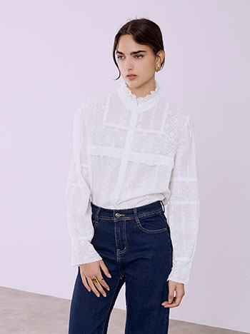 Πουκάμισο με κέντημα και βολάν SQ1376.3103+1