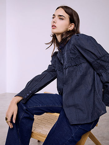 Πουκάμισο με κέντημα και βολάν SQ1376.3103+3