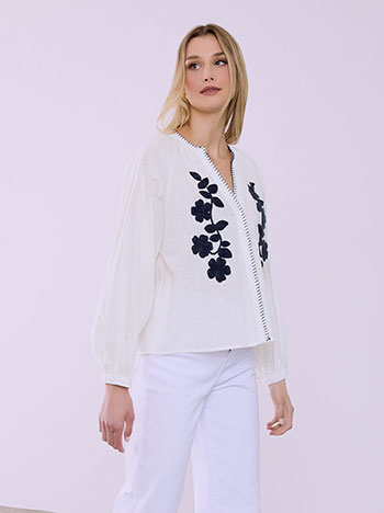 Πουκάμισο βαμβακερό με κέντημα SQ1376.3856+1