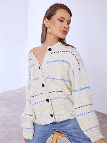 Ζακέτα χνουδωτή με ρίγες SQ1376.5839+2