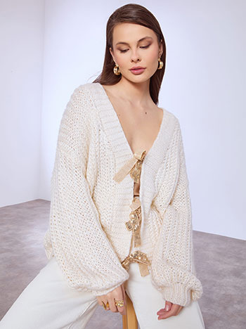 Ζακέτα με μεταλλιζέ φιόγκους SQ1515.5468+1