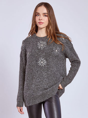 Πουλόβερ με strass και πέρλες SQ1556.4678+4