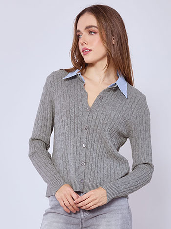 Ζακέτα πλεκτή με γιακά πουκαμίσου SQ1556.5009+2