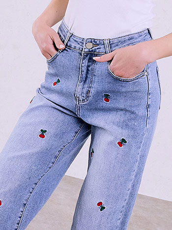 Τζιν wide leg με κεράσια SQ1628.1013+1