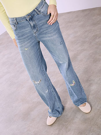 Τζιν με κεντητές πεταλούδες SQ1628.1106+2