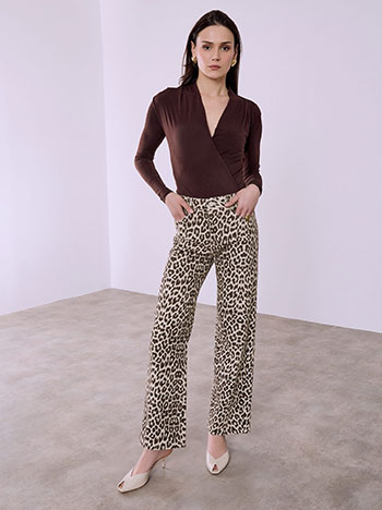 Τζιν wide leg με animal print SQ1628.1108+1