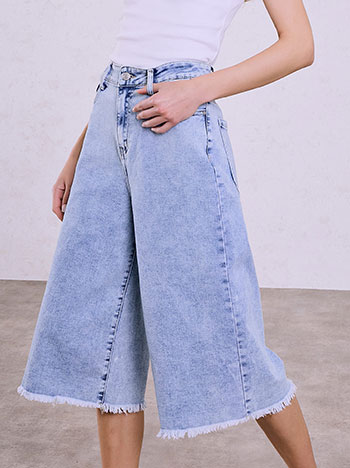 Τζιν μακριά βερμούδα με ξέφτια SQ1628.1124+1