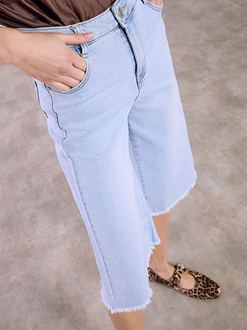 Celestino Τζιν Cropped Wide Leg με Ξέφτια Sq1628 1145+1 Παντελόνια Jeans Γυναικεία Ρούχα Μόδα