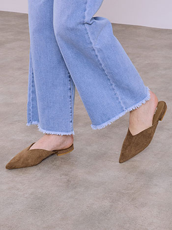 Mules ίσια με σουέντ όψη SQ1697.A021+2