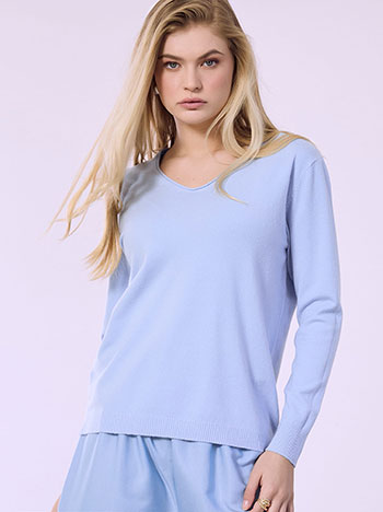 Πουλόβερ με γυριστή V λαιμόκοψη SQ1738.4821+4