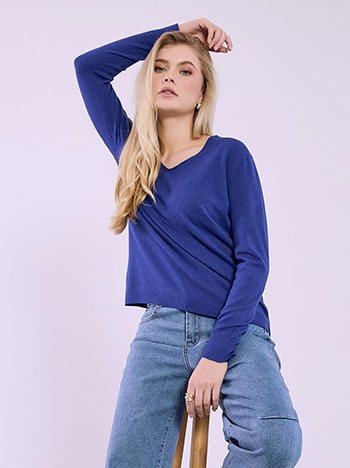 Πουλόβερ με γυριστή V λαιμόκοψη SQ1738.4821+9