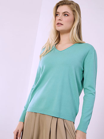 Πουλόβερ με γυριστή V λαιμόκοψη SQ1738.4821+3