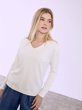 Πουλόβερ με γυριστή V λαιμόκοψη SQ1738.4821+7