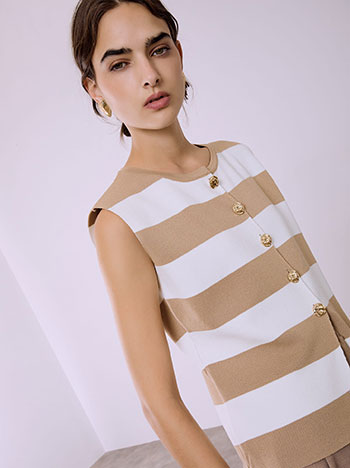 Γιλέκο ριγέ με ανάγλυφα κουμπιά SQ1738.5118+3