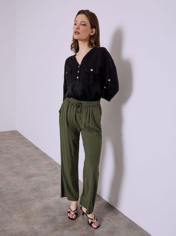 Παντελόνα βαμβακερή μονόχρωμη SQ1755.1821+7