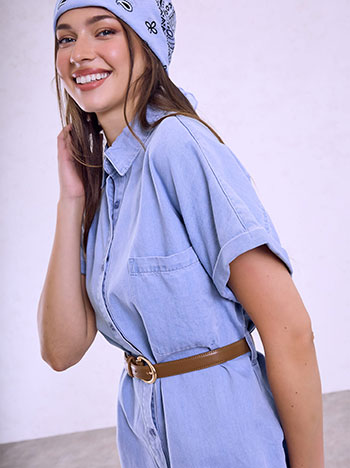 Celestino Ολόσωμο Σορτς Denim με Ζώνη Sq1795 1101+1 Παντελόνια Ολόσωμες Φόρμες Γυναικεία Ρούχα Μόδα
