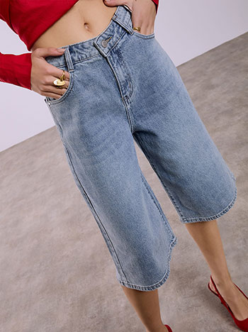Celestino Τζιν Βερμούδα Wide Leg Sq1795 1115+1 Παντελόνια Jeans Γυναικεία Ρούχα Μόδα