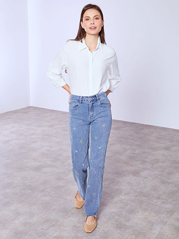 Τζιν wide leg με κεντητούς φιόγκους SQ1796.1612+1