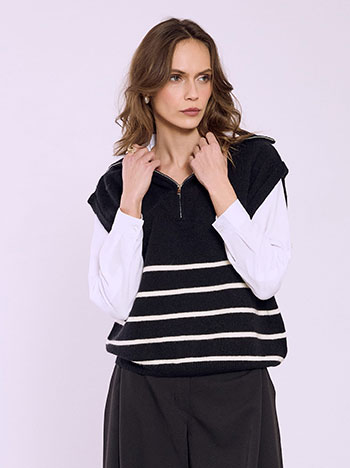 Πουλόβερ αμάνικο με ρίγες SQ1801.4657+3