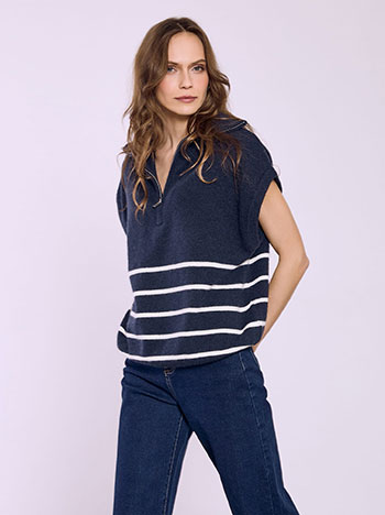 Πουλόβερ αμάνικο με ρίγες SQ1801.4657+4