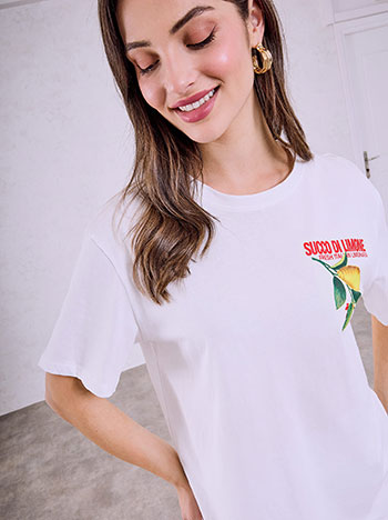 T-shirt βαμβακερό με στάμπα λεμόνι SQ1801.4920+1