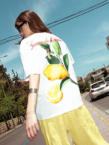 T-shirt βαμβακερό με στάμπα λεμόνι SQ1801.4920+1