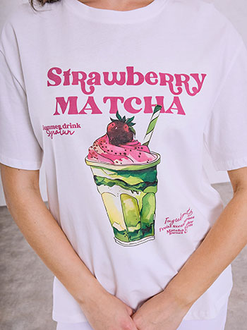 Celestino T-Shirt Βαμβακερό Strawberry Matcha Sq1801 4922+1 Μπλούζες T-Shirts Γυναικεία Ρούχα Μόδα